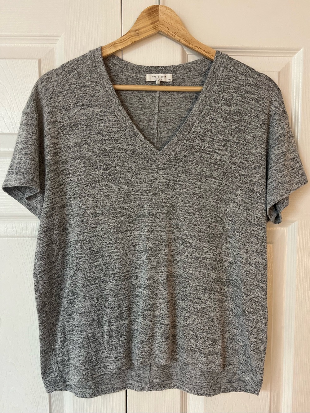 rag & bone Heather Gray V-Neck Short Sleeve Knit Top
